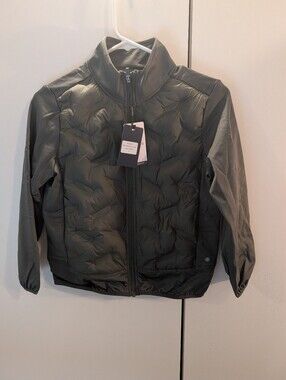 Maelreg Boys Size 8 Dark Olive Quilted Performance  Jacket with Zipper NWT